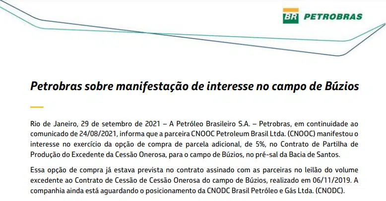 Petrobras paralisa campo de Manati por vazamento e CNOOC quer cessão onerosa