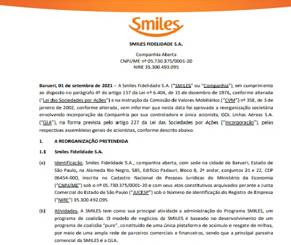 Smiles aprova reorganização societária pela Gol Linhas Aéreas