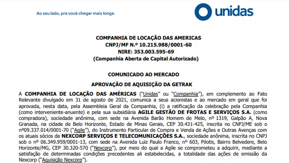 Unidas aprova compra da Nexcorp Serviços e Telecomunicações