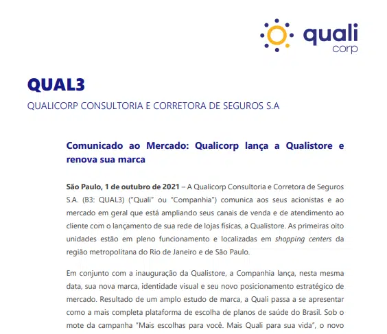 Qualicorp vira Quali e anuncia rede de lojas físicas Qualistore